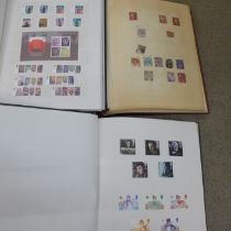 Three albums of stamps including British commemorative, worldwide, some penny reds