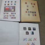 Three albums of stamps including British commemorative, worldwide, some penny reds