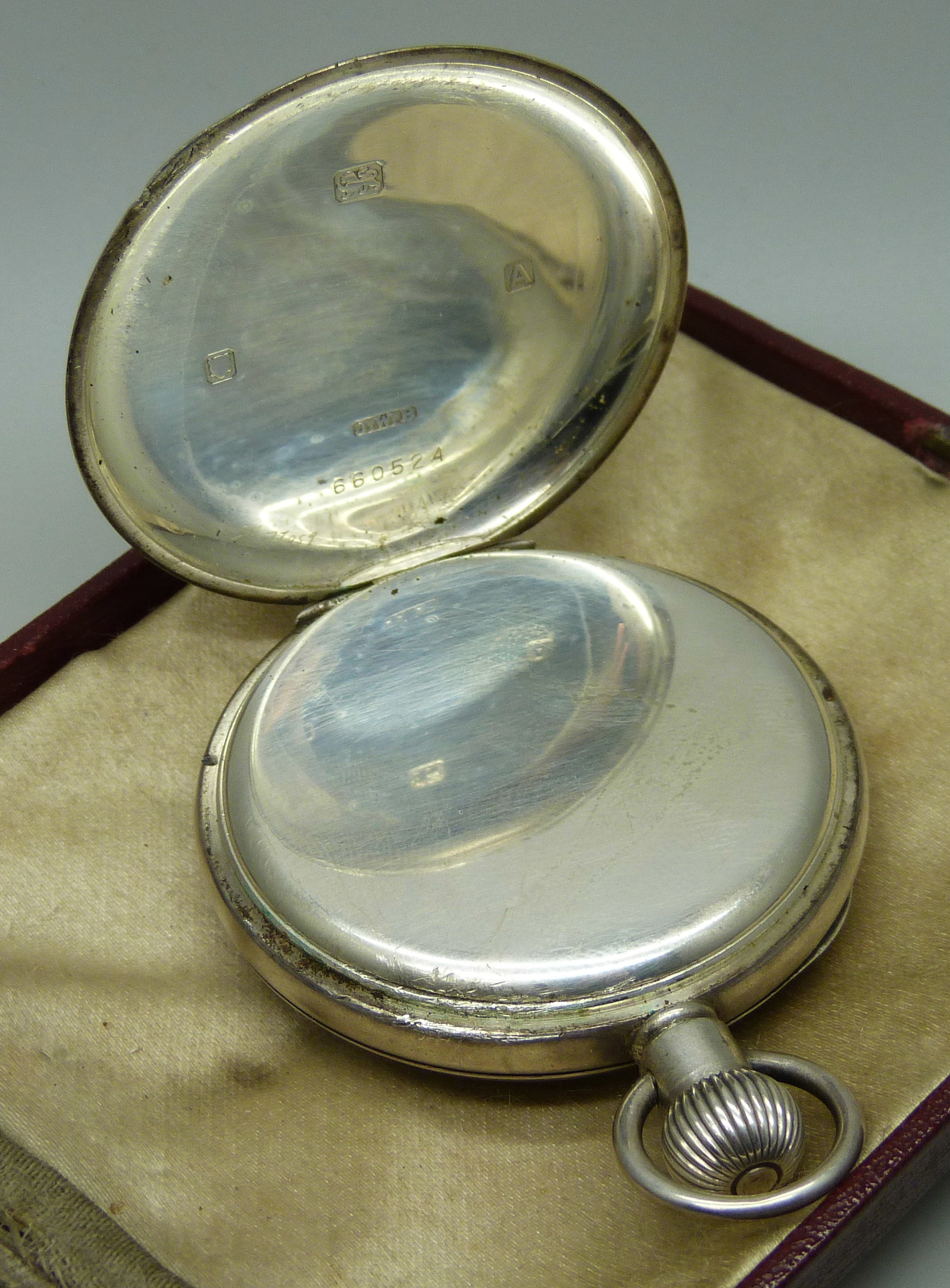 A silver cased Benson pocket watch, London 1936, boxed - Image 6 of 6