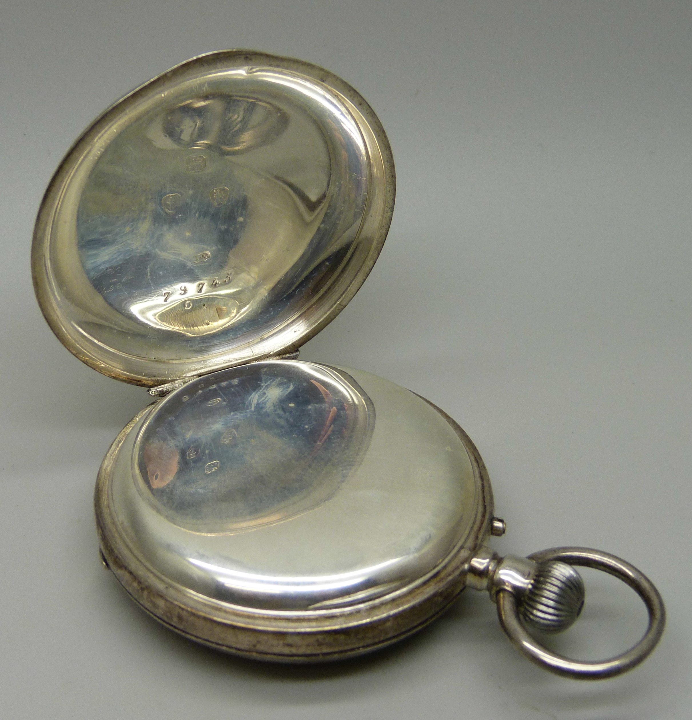 A silver cased pocket watch, the case hallmarked Birmingham 1884 - Image 5 of 5