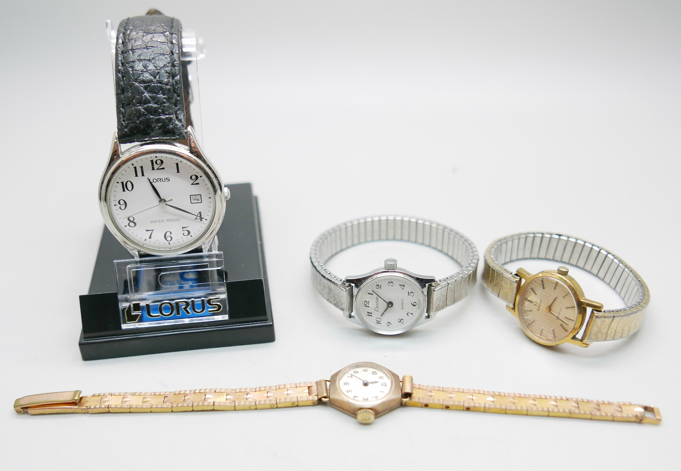 A lady's Omega wristwatch, a lady's 9ct gold Avia wristwatch and two other watches