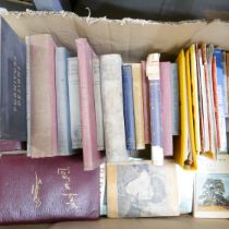 A box of mixed books including Furniture Designs for Dining Room, Sitting Room, Bedroom, Kitchen and