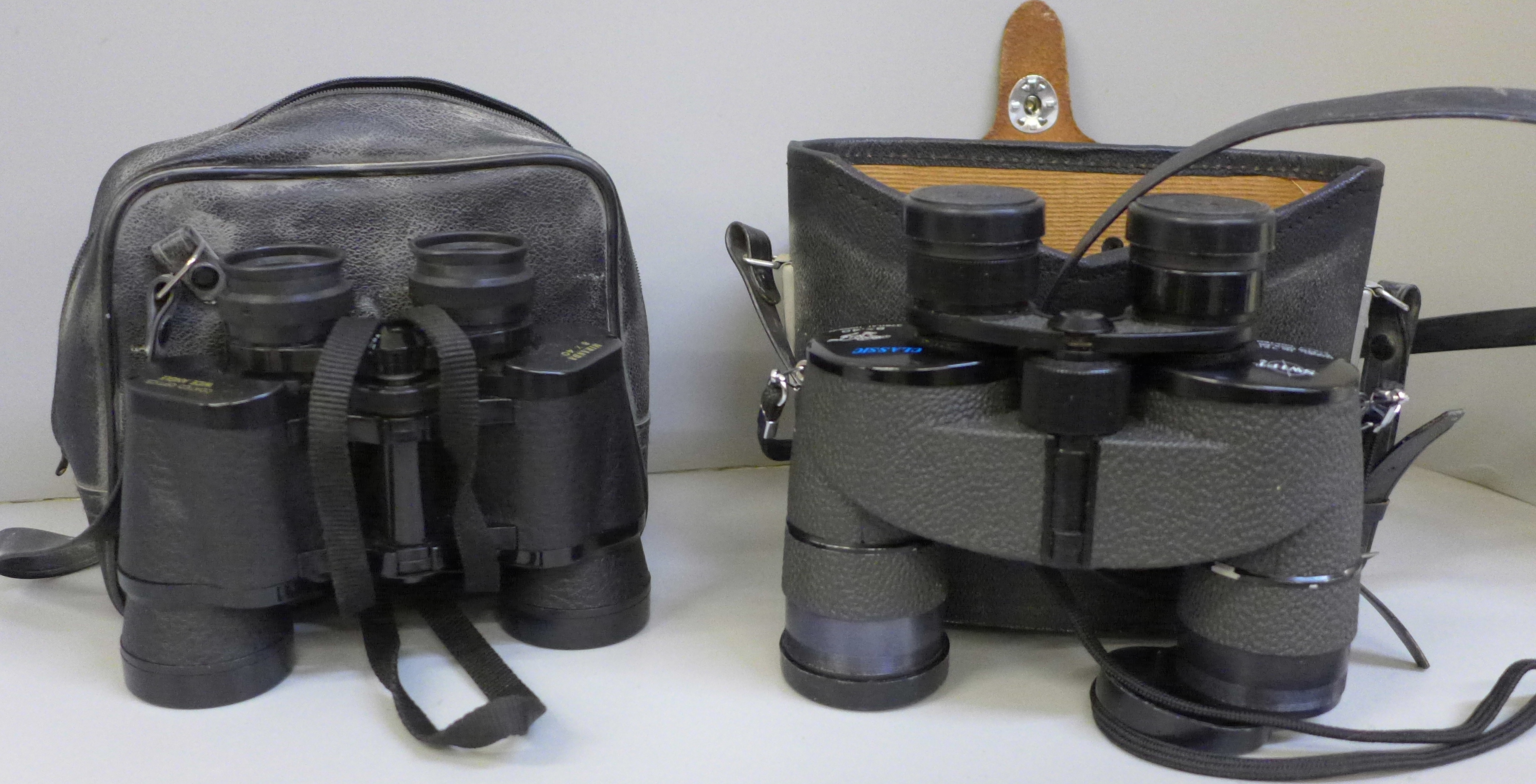 Two pairs of cased binoculars, Swift No. 721 8 x 40 and Miranda wide angle 8 x 40