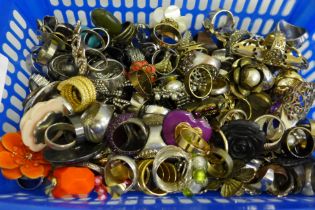 A collection of costume jewellery rings