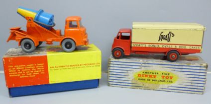 A Dinky Supertoys 960 Lorry-Mounted Concrete Mixer and a Dinky Toys 917 Spratts Guy Van, boxed