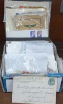 Stamps; a box of stamps, covers, etc.