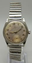 A gentleman's Omega wristwatch with silver dial, 31mm case, a/f