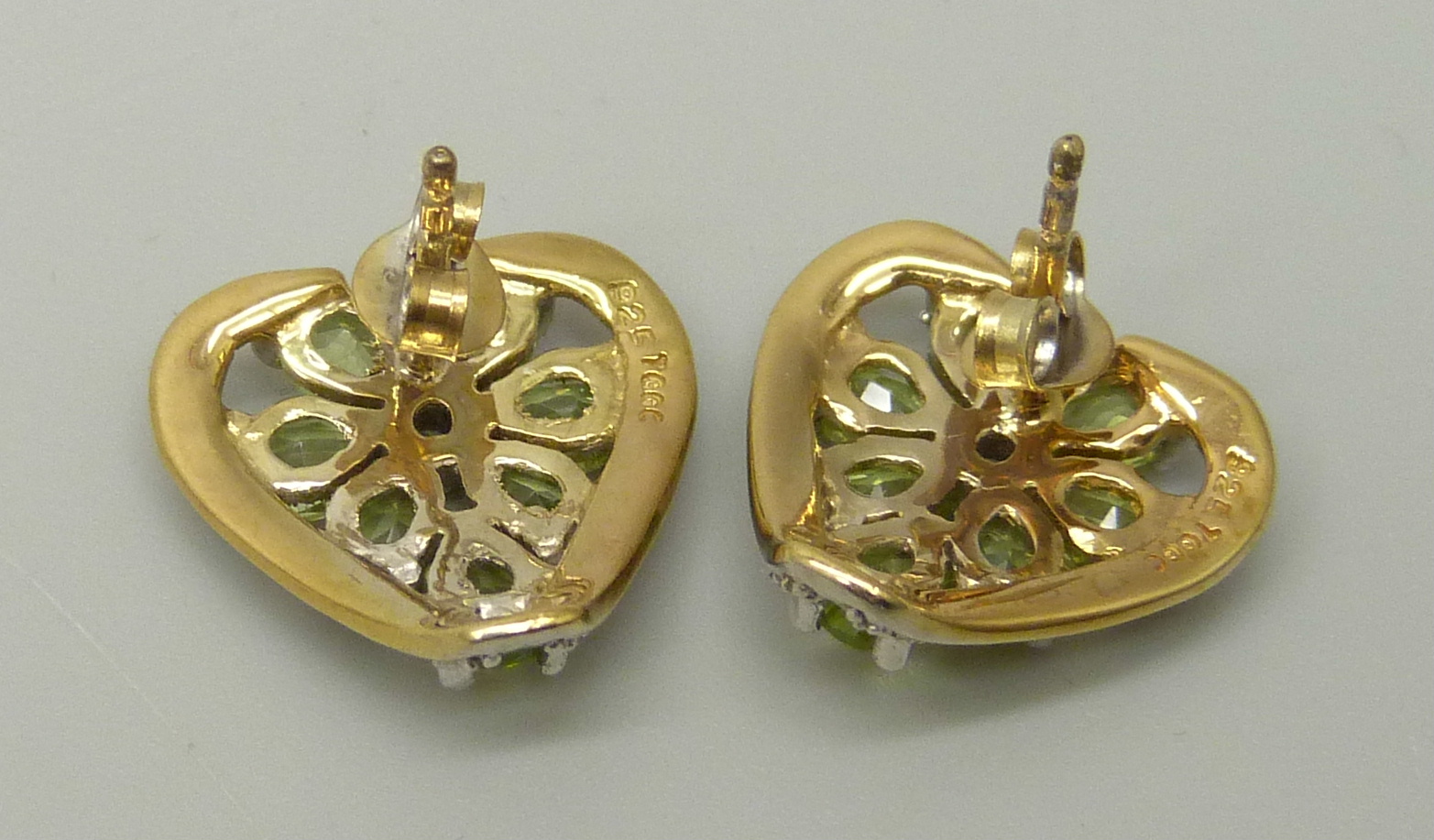 A pair of silver gilt, peridot and white topaz earrings - Image 2 of 2