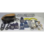 A collection of Police memorabilia including leather belt, epaulettes, badges and buttons, the