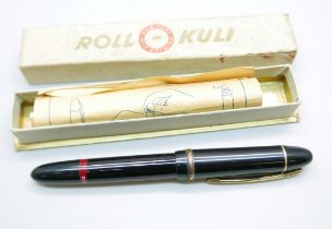 A vintage 1950s Roll Kuli ballpoint pen with the Red Rand, with original box and instructions, a/f