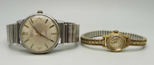 A gentleman's Union Special wristwatch and a lady's Omega wristwatch