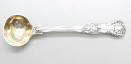 A Victorian silver Kings pattern sauce ladle, George Adams, London 1872, with crest, 25g, 11cm