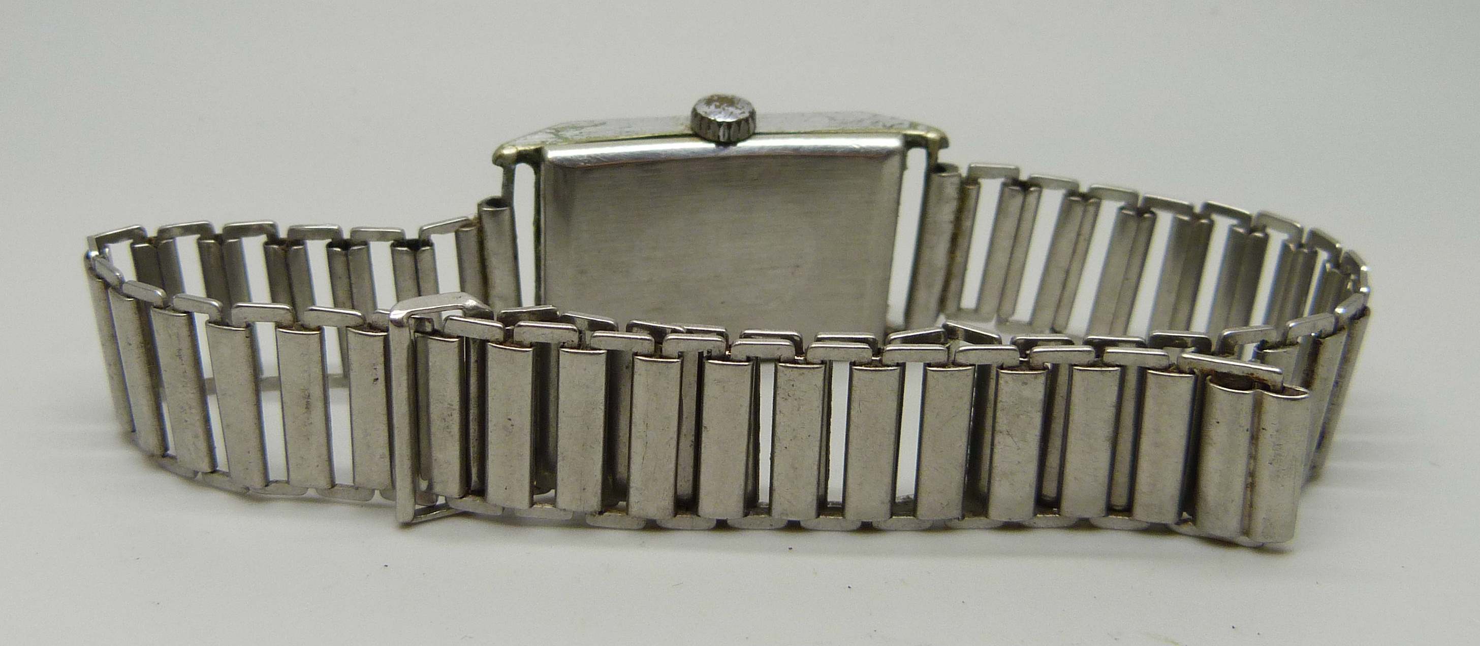 A gentleman's Buren Art Deco rectangular 1930s steel wristwatch - Image 6 of 6
