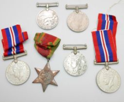 Six assorted WWII medals