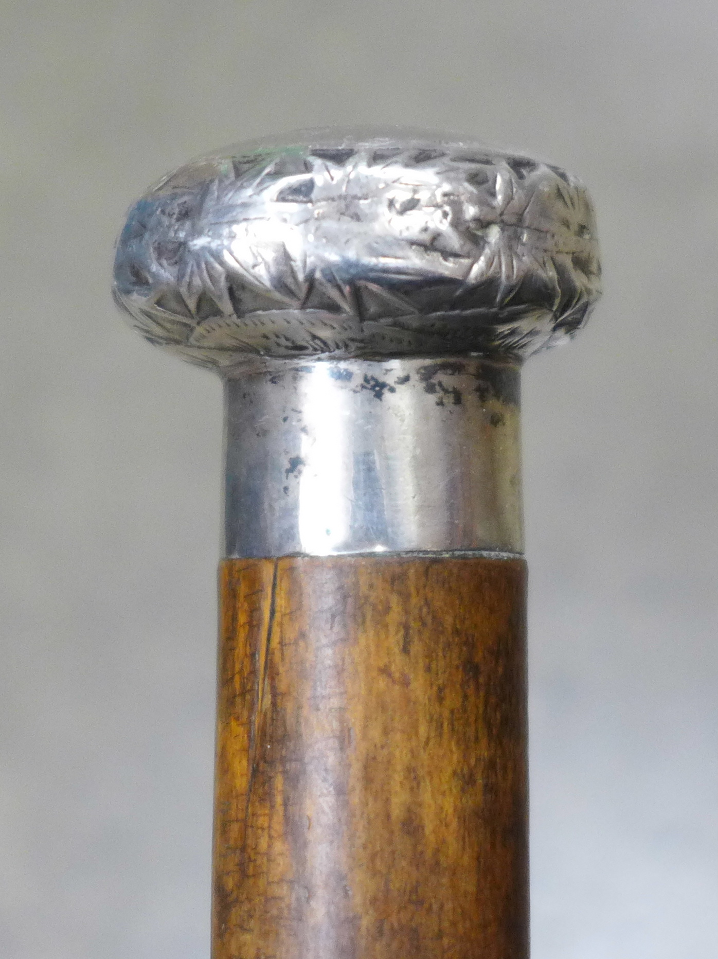A circa 1900 bamboo sword stick with white metal top - Image 2 of 4