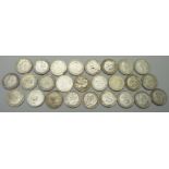Coins; a full run of silver sixpences 1921 to 1946, (26 coins), 72.4g