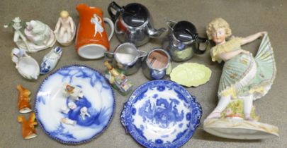 A collection of mixed china including Carlton Ware, Delft, crested ware and a Swan Chromalin four