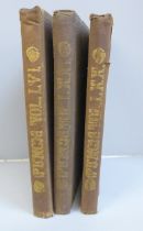 Three volumes of Punch, January 1869, January and July 1876