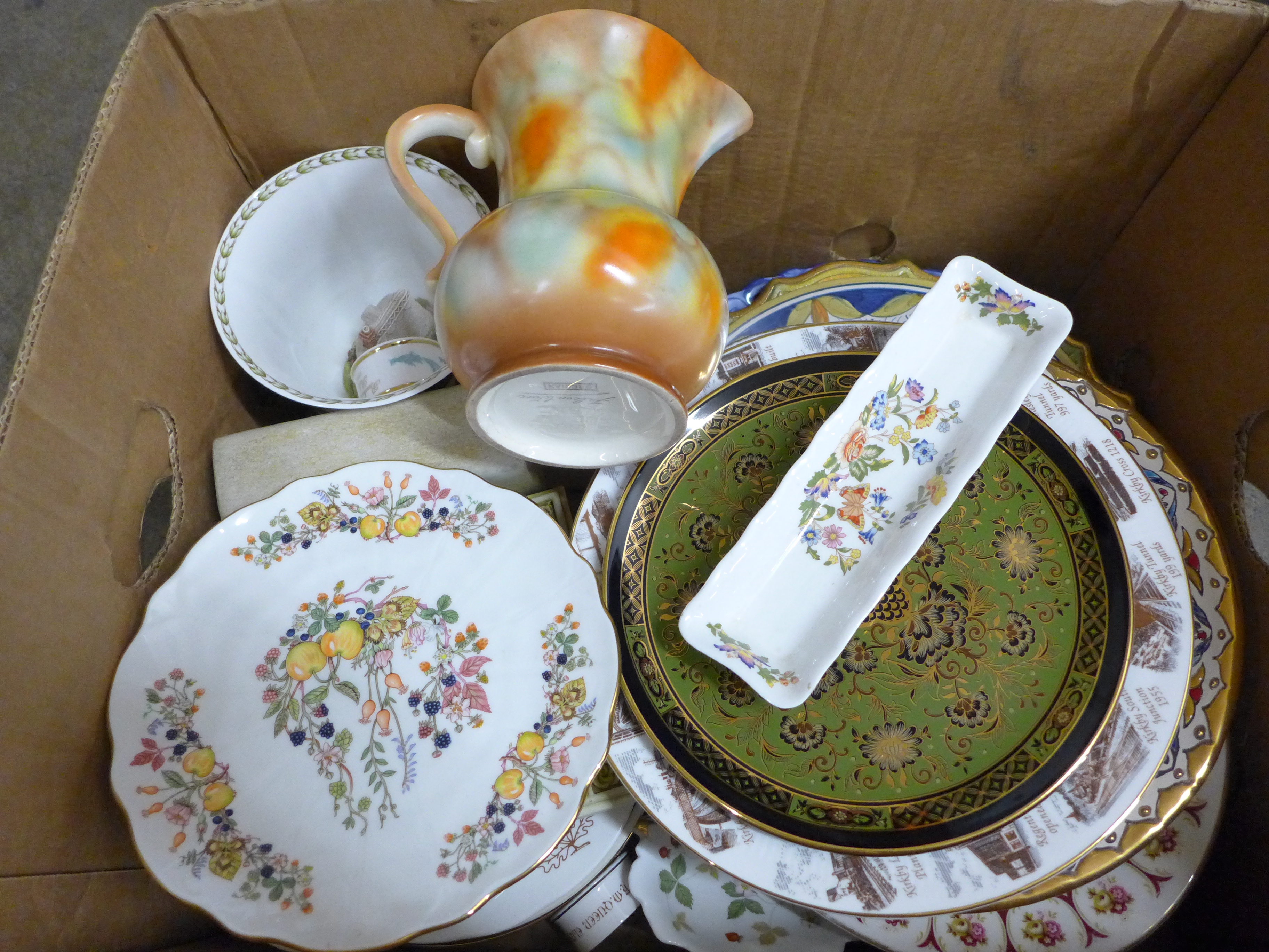 A box of mixed china, Royal Crown Derby, Brambly Hedge, mining plates, etc. **PLEASE NOTE THIS LOT - Image 2 of 3