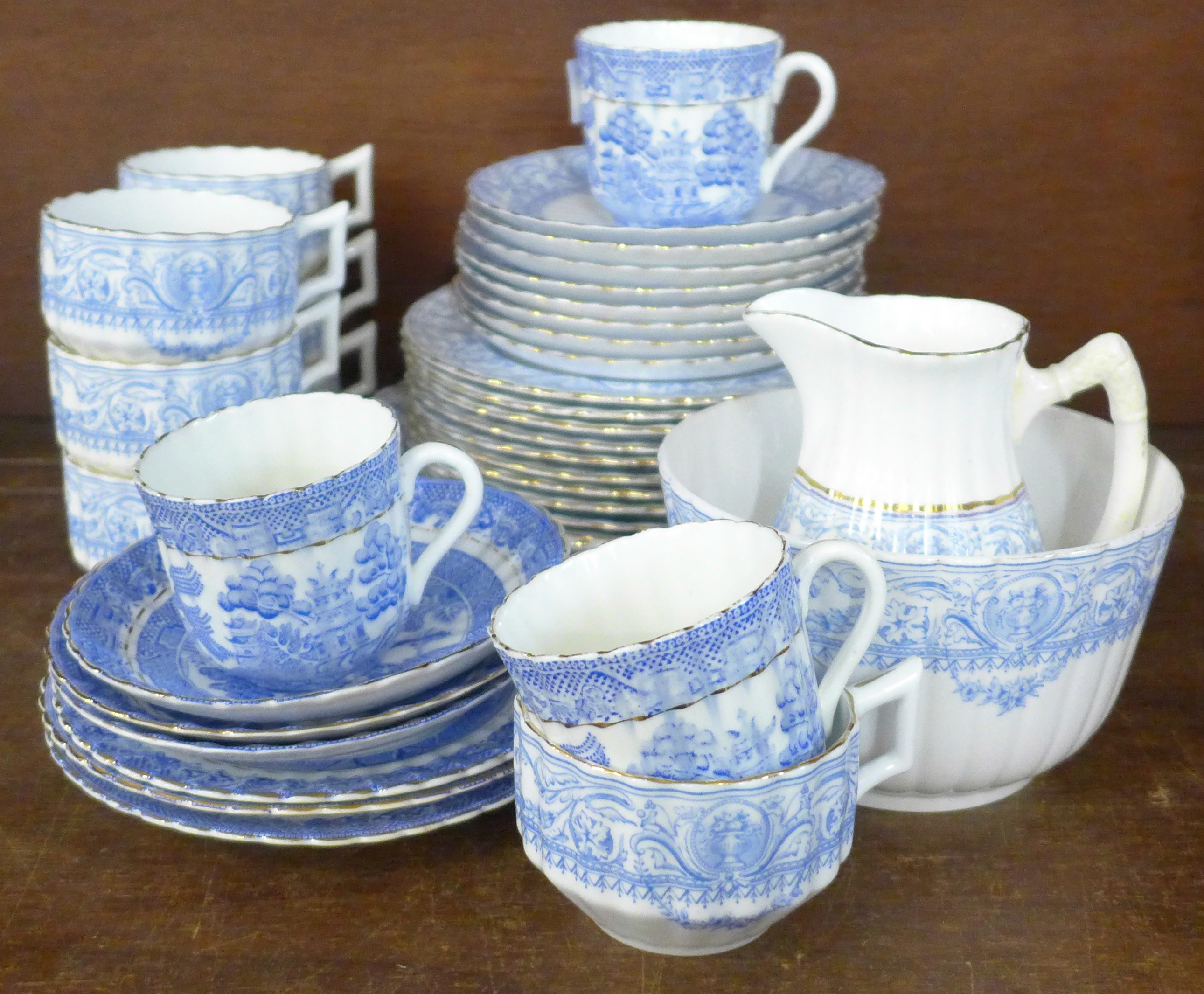 A collection of early Aynsley blue and white china and three Blairs china trios **PLEASE NOTE THIS