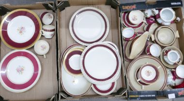 Four boxes of deep red coloured dinnerware including Crown Ducal **PLEASE NOTE THIS LOT IS NOT