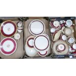 Four boxes of deep red coloured dinnerware including Crown Ducal **PLEASE NOTE THIS LOT IS NOT
