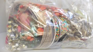 A bag of costume jewellery