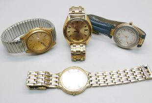 Two gentleman's Seiko automatic wristwatches, a gentlemen's Seiko quartz watch and a Michel Herbelin