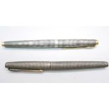 Two sterling silver Parker fountain pens, both with 14ct gold nibs
