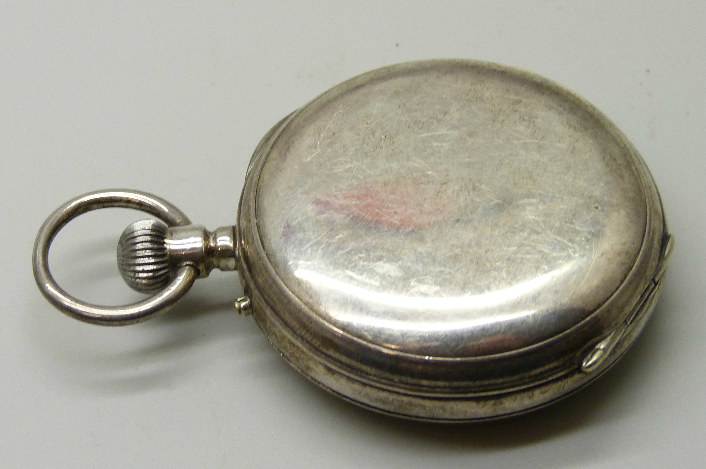 A silver cased pocket watch, the case hallmarked Birmingham 1884 - Image 3 of 5