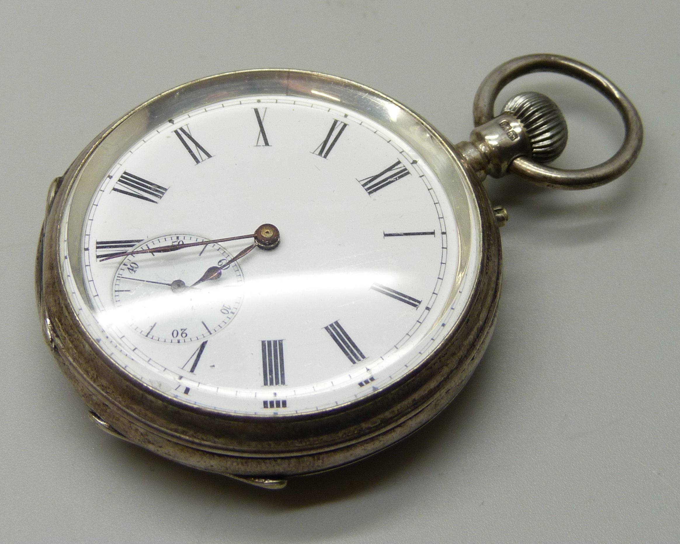 A silver cased pocket watch, the case hallmarked Birmingham 1884