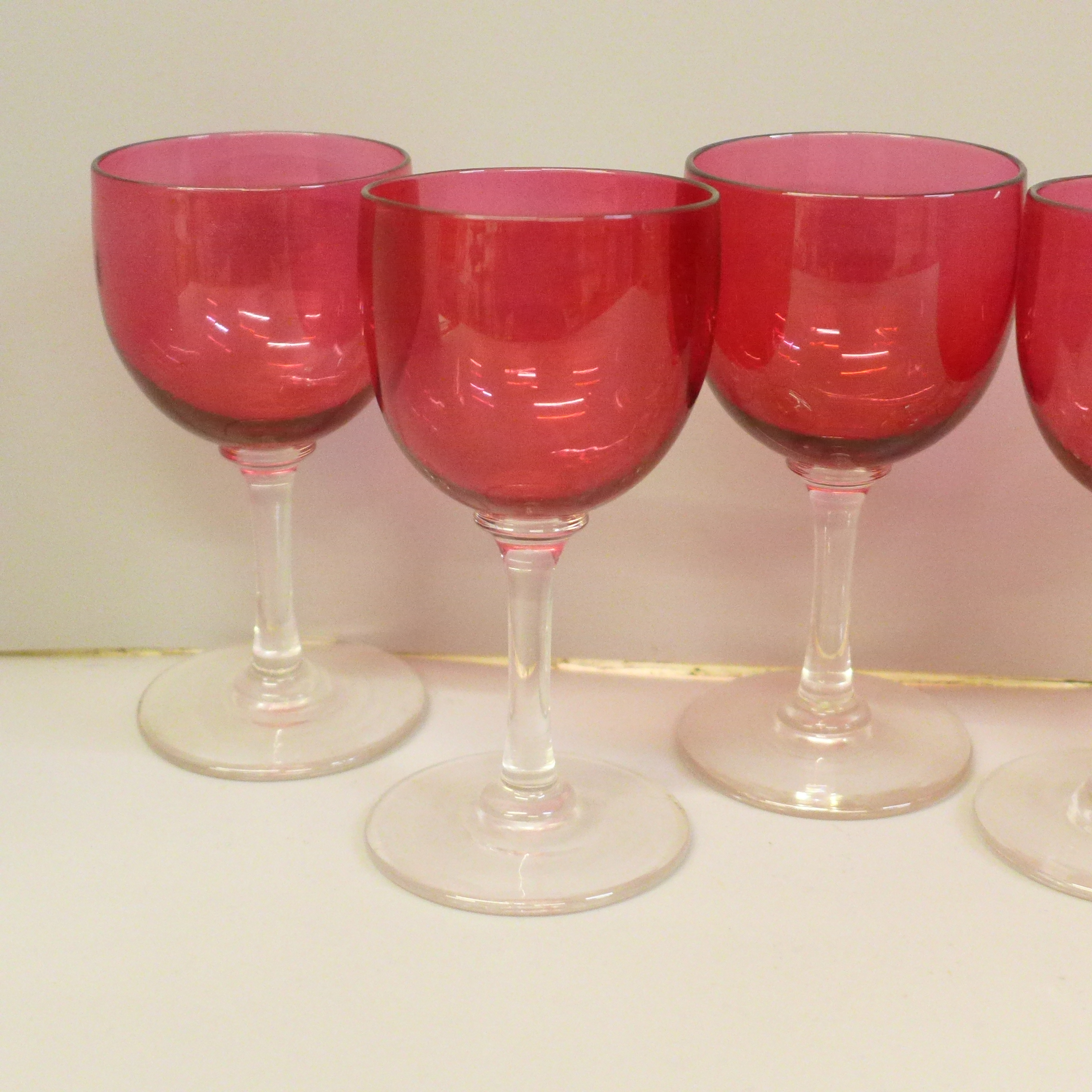 A set of six cranberry wine glasses - Image 2 of 2
