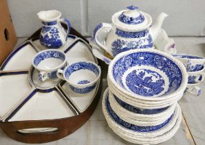 An oval tray with Booths china dishes, one a/f, Adams teaware, 21 pieces and an early 20th Century