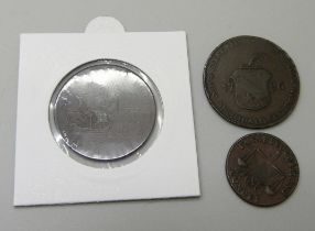 Three Scottish Conder tokens, Dundee, Archibald Seeds and Port of Leith