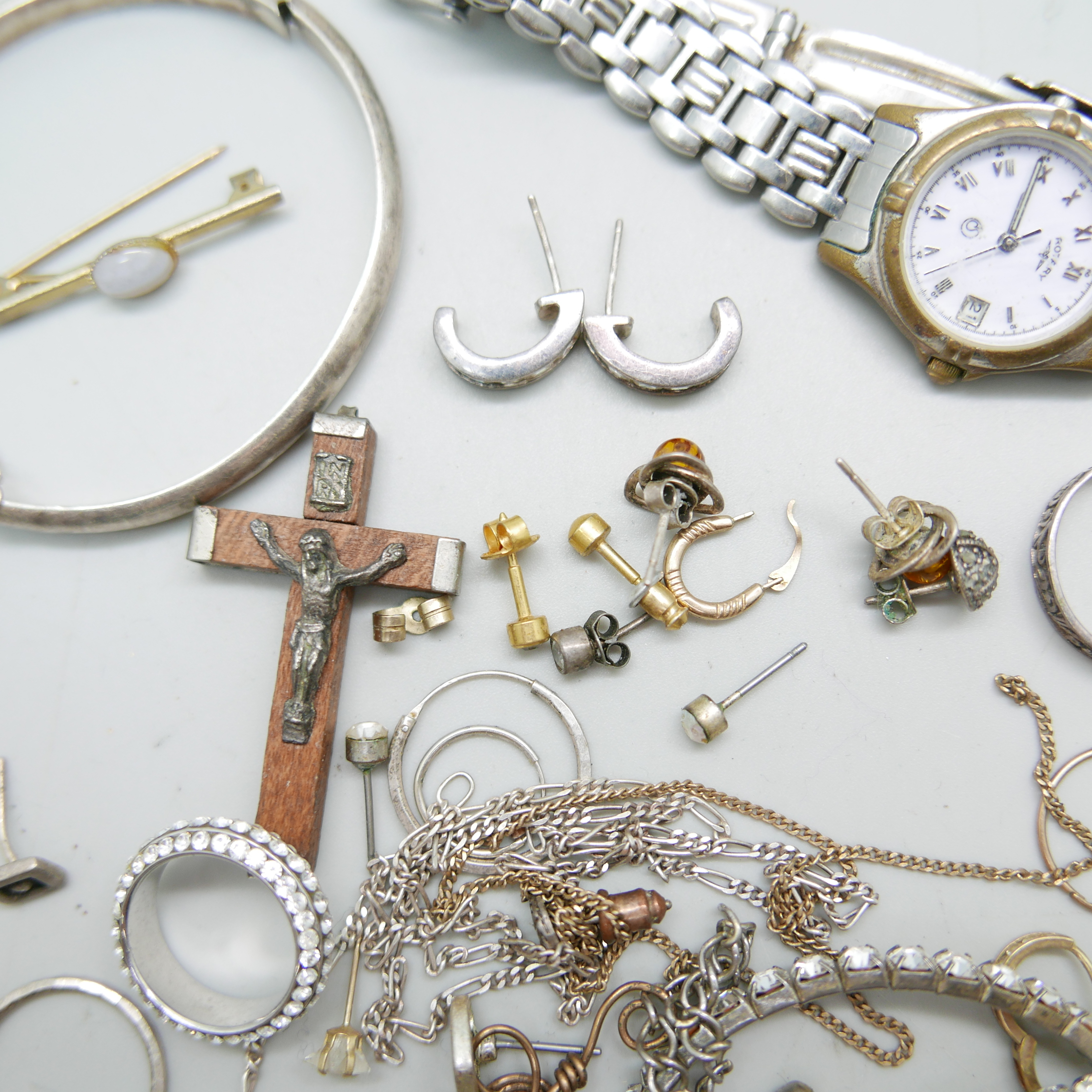 A collection of silver and silver toned jewellery and a lady's Rotary wristwatch, (bangle a/f) - Image 2 of 2