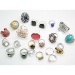 A collection of vintage and later costume rings