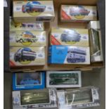 Twelve Corgi Classics and other model vehicles, buses and commercial vehicles, boxed