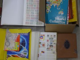 A collection of stamp albums, some albums a/f, damp penetration
