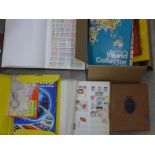 A collection of stamp albums, some albums a/f, damp penetration