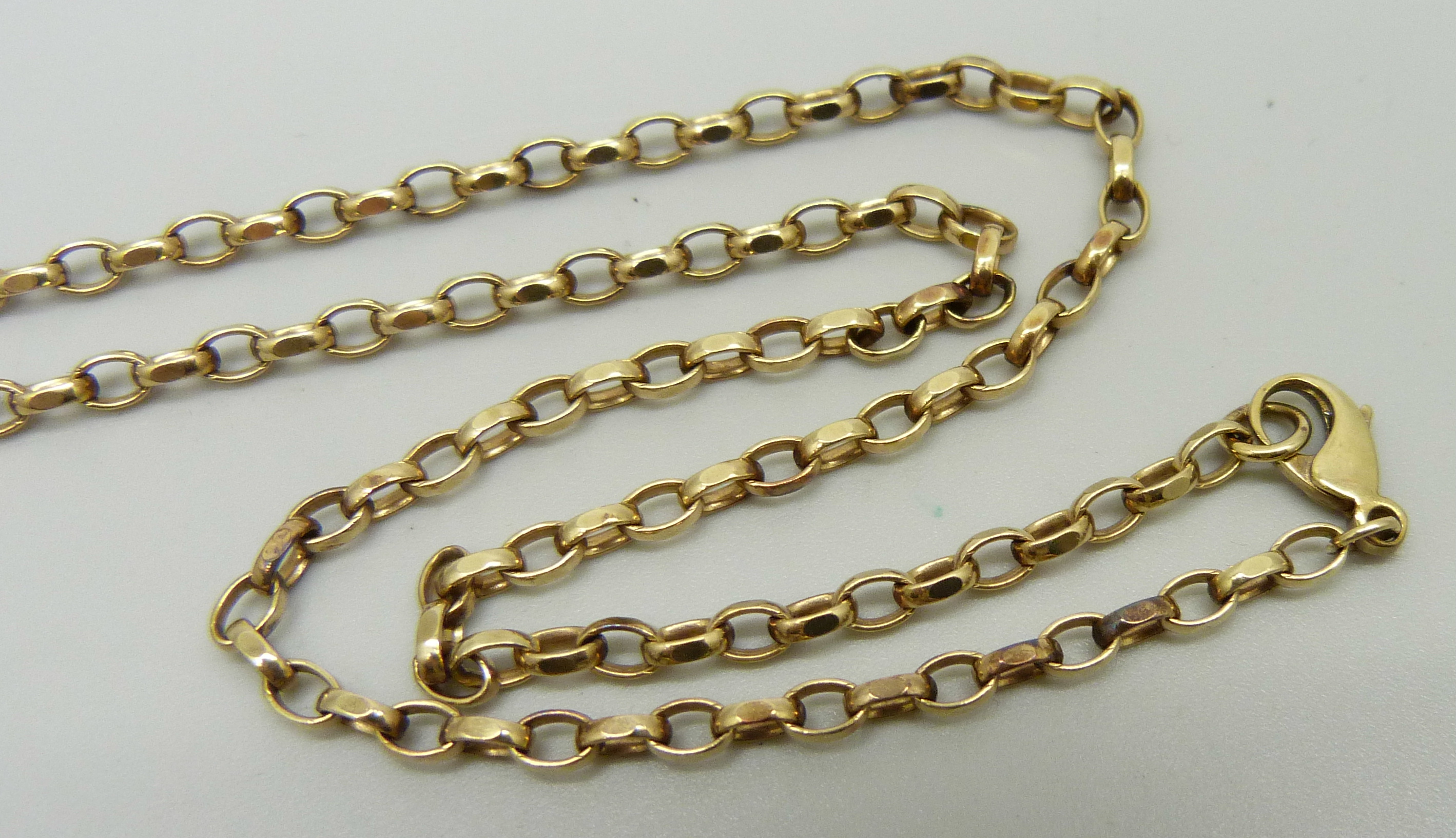 A 9ct yellow gold oval belcher chain necklace, 45cm, 9.5g - Image 2 of 2