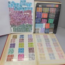 Stamps; three stock books of GB mint and used machins