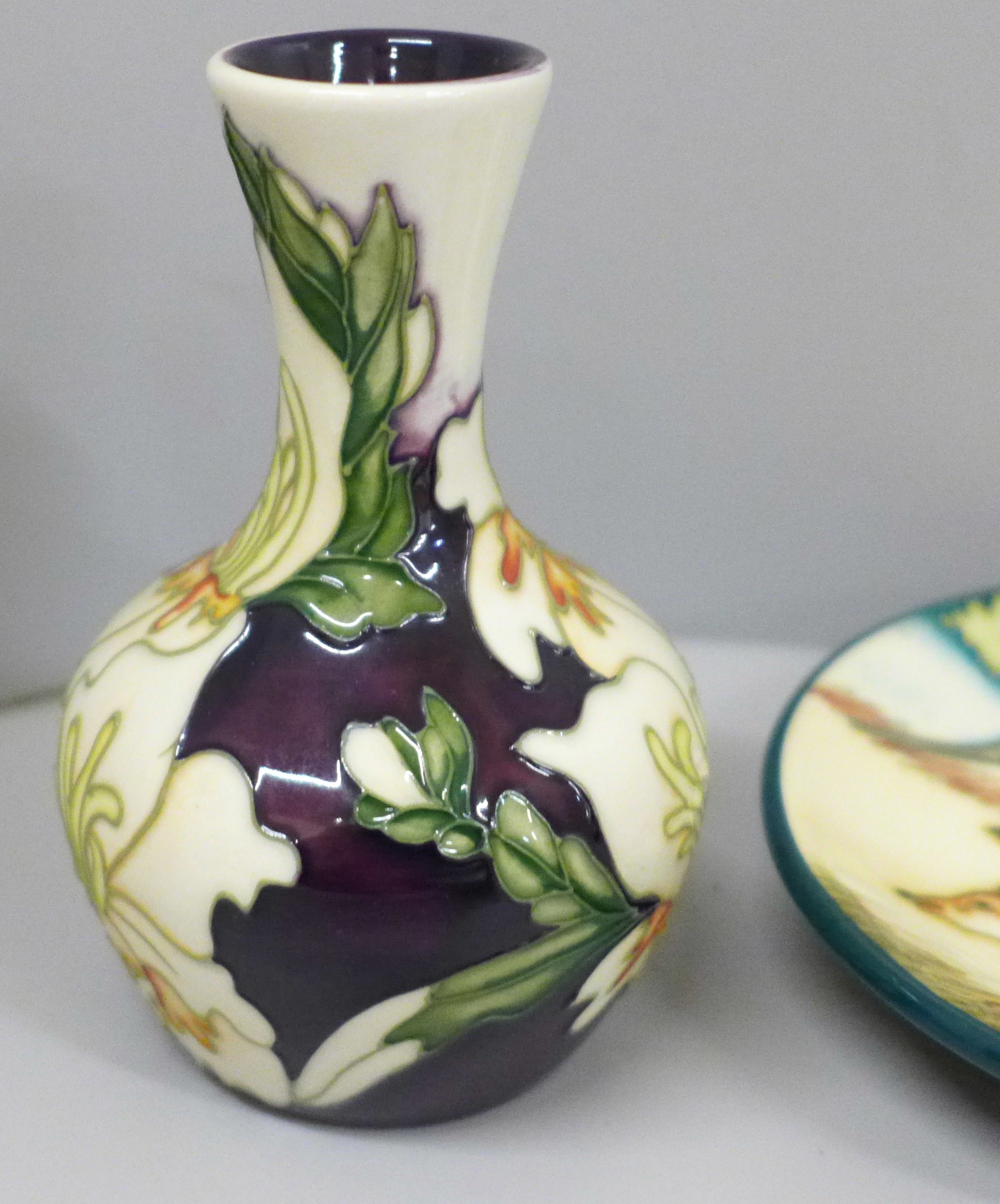 A Moorcroft Gladioli vase, 10.5cm and an Impala pin dish, boxed - Image 3 of 4