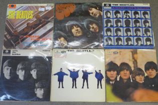 Six The Beatles LP records, Please Please Me, Rubber Soul, A Hard Day's Night, With The Beatles,