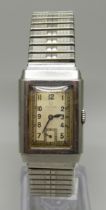 A gentleman's 1930s stainless steel Omega tank wristwatch, 22mm case