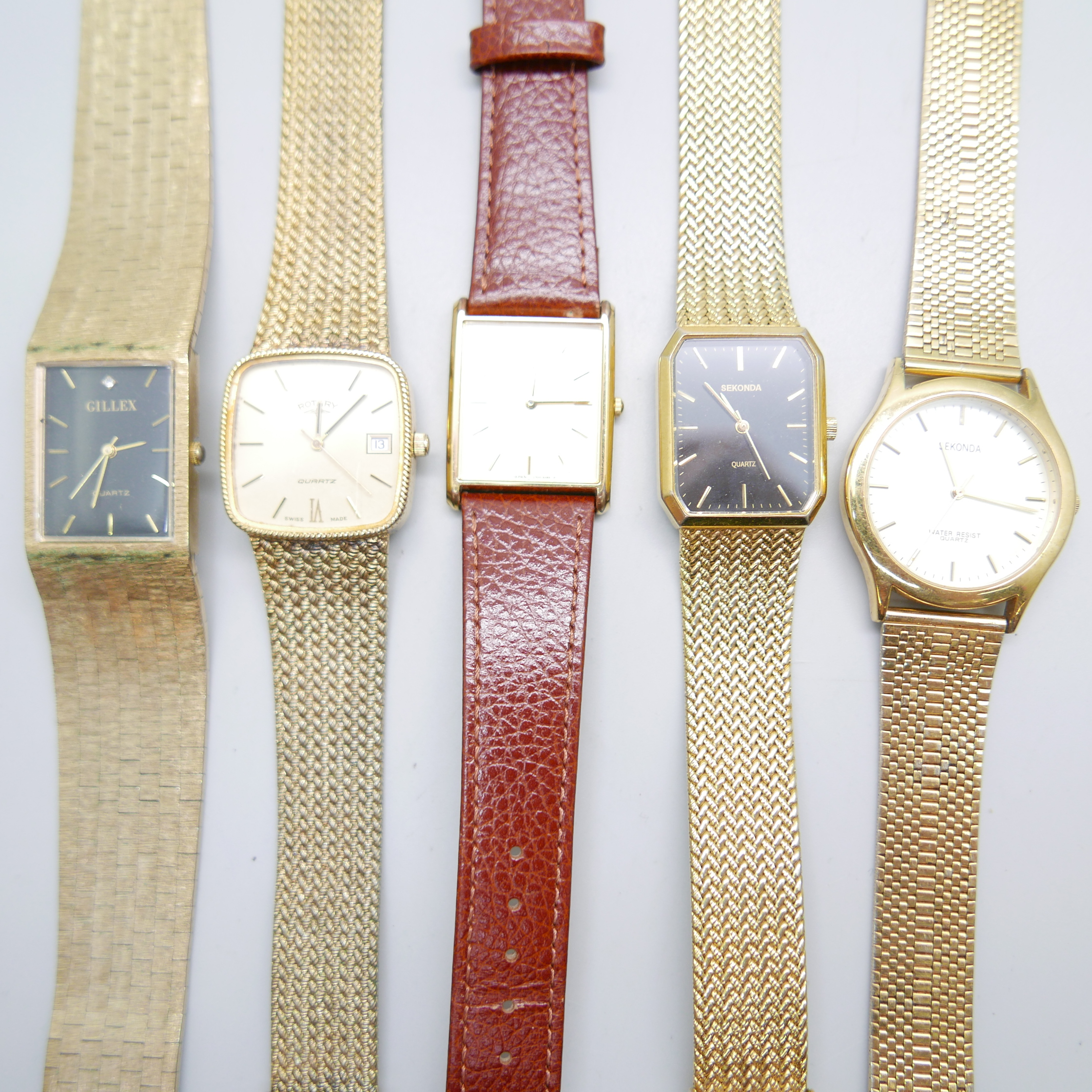 Five gentleman's wristwatches, two Sekonda, Rotary, Seiko and Gillex - Image 3 of 3