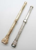 Two propelling pencils, yellow metal and white metal