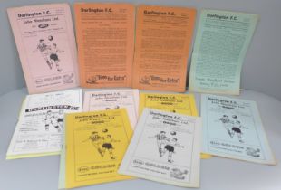 Football memorabilia; Darlington FC programmes from the 1950s (7) and 1960s (18), many against clubs