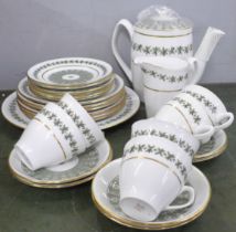 A Spode Provence six setting tea set, lacking sugar bowl