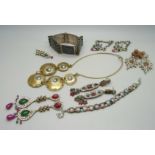 A collection of Eastern jewellery including an enamelled bracelet