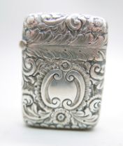 A Victorian silver vesta case, Birmingham 1892